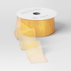 45' Christmas Fabric Ribbon Gold Sheer - Wondershop™ - 1 of 3