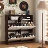 TIRAMISUBEST 4-Door Shoe Storage Cabinet - Freestanding Flip-Drawer Organizer with Wooden Handles, Anti-Tip Design for Entryway & Hallway - 4 of 4