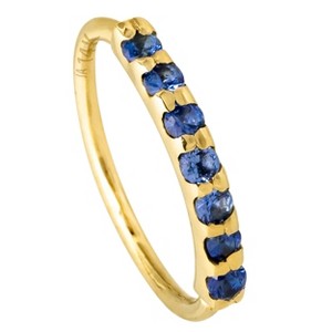 Jewelry Avalanche Unisex 20G 14K Gold 7-stone Blue Sapphire Nose Hoop, 8mm(5/16") Nose Ring - 1 of 4