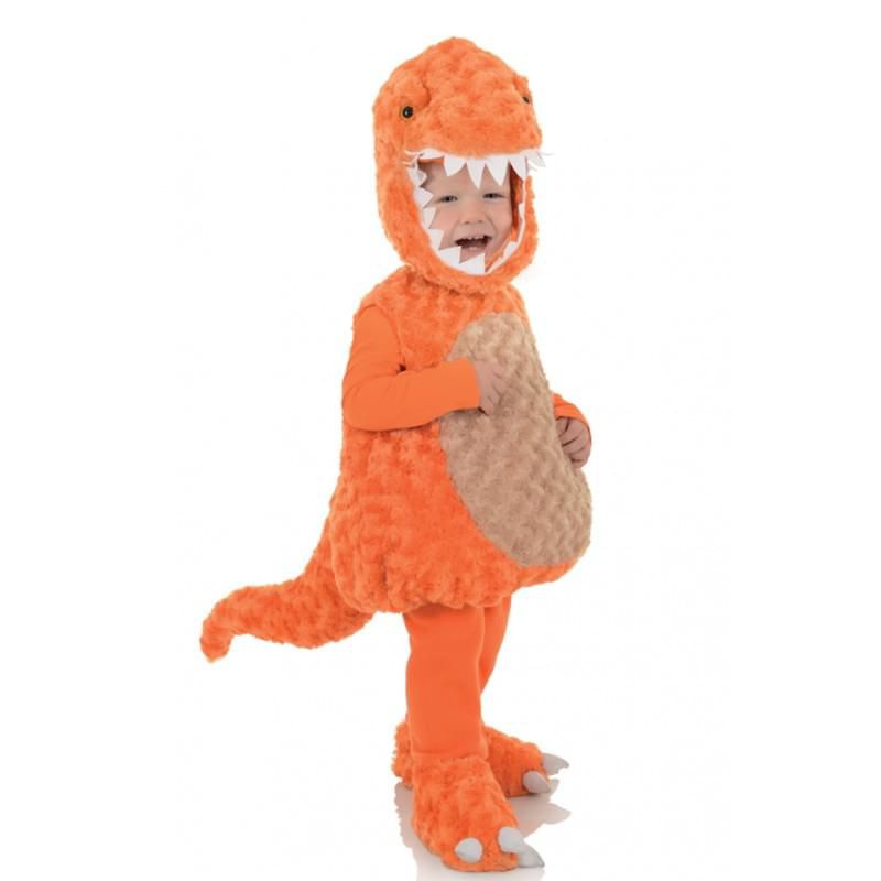 Underwraps Costume Belly Babies T-Rex Orange Dinosaur Plush Child Toddler Costume 3T-4T, 1 of 2