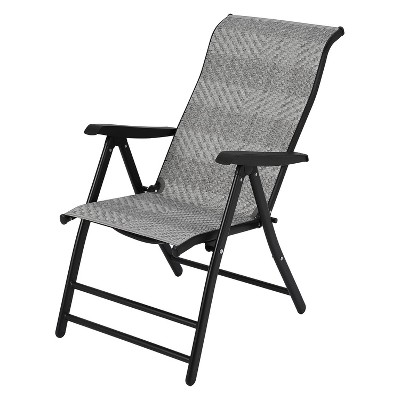 Patio Rattan Reclining Folding Chair, Adjustable & Portable Lounge Chair With Widened Armrest