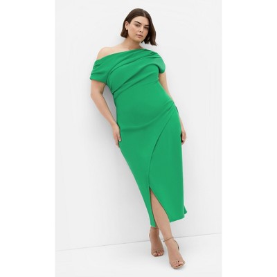 Women's Plus Size Sassy Off Shoulder Dress - green | CITY CHIC