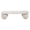 HomeRoots 48" Natural Genuine Marble and Solid Wood Distressed Coffee Table - 4 of 4