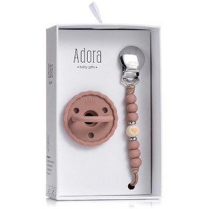 Baby Soother Silicone Pacifiers & Coordinating Mini Clip – Scalloped/Classic Design Infants Self-Soothing & Comforting Gift Set of 2 for Newborns - 1 of 4