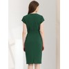 Allegra K Women's V Neck Cap Sleeve Work Business Pencil Dress - 3 of 4
