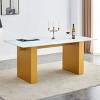 Rectangular Dining Table With Tempered Glass Tabletop,MDF Table Legs,Dining Table For 8 People,Suitable For Dining Room,Living Room-Cuddlewood - 3 of 4