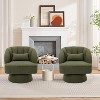 Modern Swivel Barrel Accent Chair, 360 Degree Velvet Upholstered Armchair with Striped Backrest & Plush Padding, Comfy Round Lounge Chair, 2 PCS - 3 of 4