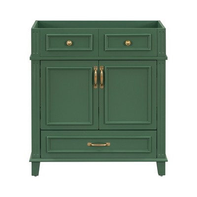 YOOCOZZ Wooden Retro Bathroom Vanity with Ceramic Sink, Storage Cabinet and Drawers