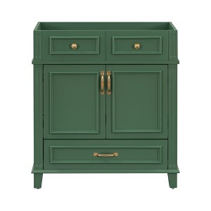 YOOCOZZ Wooden Retro Bathroom Vanity with Ceramic Sink, Storage Cabinet and Drawers - 1 of 4