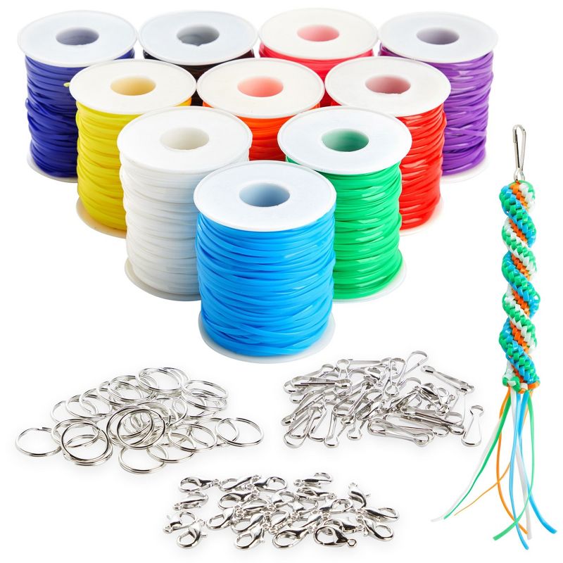 Bright Creations 100 Pieces Lanyard Kit, Plastic String for Bracelets, Keychains, Arts and Crafts, 40 Yards, 1 of 9