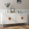 Okak Pantry Cabinet with Square Shape Handle, Storage Cabinet with 4 Doors and 4 Shelves, Sideboard Cabinet for Livinng Room, Kitchen,Entryway - 3 of 4