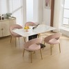 Set of 1 Velvet Fabric Dining Chairs With Curved Backrest and Golden Metal Legs for Kitchen or Dining Room ,White - 2 of 4