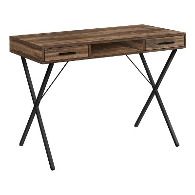 Monarch Specialties Computer Desk Home Office Laptop Left Right Set-Up Storage Drawers 42InchL Work Metal Laminate Brown Black Contemporary Modern