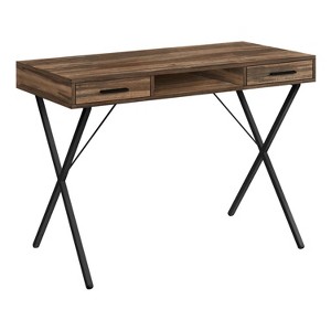 Monarch Specialties Computer Desk Home Office Laptop Left Right Set-Up Storage Drawers 42InchL Work Metal Laminate Brown Black Contemporary Modern - 1 of 4