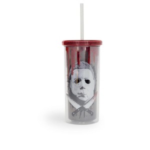 Silver Buffalo Halloween 2 Michael Myers Carnival Cup With Lid And Straw | Holds 20 Ounces - 1 of 4