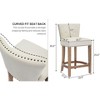 CAVINAS 2PC Wooden Bar Stools, Counter Stools, Upholstered Dining Chairs with Nailhead Trim for Kitchen Island - 2 of 4