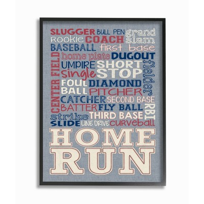 16" x 20" x 1.5" Baseball Denim Feel Framed Giclee Texturized Art - Stupell Industries