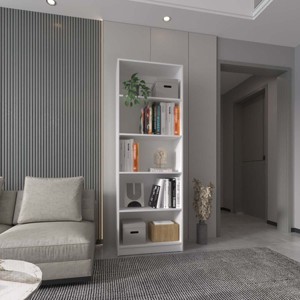 71in Contemporary Wood Bookcase with 5 Fixed Shelves and Closed Back Panel for Home Office or Living Room Storage-3irtyhousy - 1 of 4