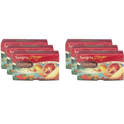 Celestial Seasonings Sangria Zinger Caffeine Free Herbal Tea - Case of 6 - 20 Bags