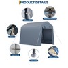 Outdoor Storage Shed 7x10 FT Carport with Roll-Up Zipper Door & Window, Waterproof & UV Resistant Portable Garage for Motorcycle, Bike, and Tools - 3 of 4