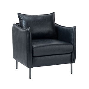 Georges Modern Vegan Leather Armchair with Unique Arms|ARTFUL LIVING DESIGNS - 1 of 4