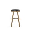 Amisco Swice Upholstered Counter Height Barstool Black/Gold: 26" Round Faux Leather, Steel Frame, 300 lbs Capacity - 2 of 4