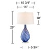 Possini Euro Design Taylor Modern Table Lamp 29" Tall Blue Art Glass with Dimmer White Fabric Drum Shade for Bedroom Living Room Bedside Nightstand - 4 of 4