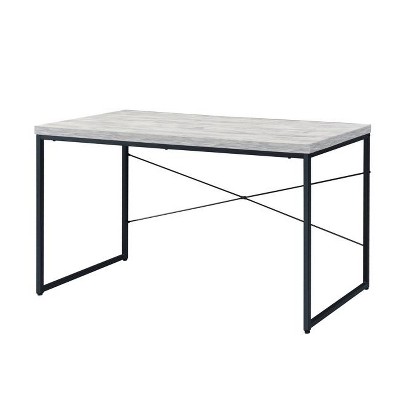 Vynxaria Antique White Black Desk Distressed Finish Writing Table for Home Office Shabby Chic Decor