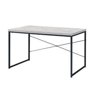 Vynxaria Antique White Black Desk Distressed Finish Writing Table for Home Office Shabby Chic Decor - 1 of 4