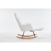 Gulches Ivory Teddy Fabric Nursery Rocking Chair, Adjustable Footrest & High Backrest, 250LB Capacity for Living Room & Bedroom - 4 of 4