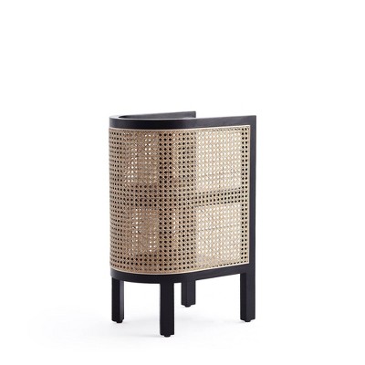Tahitian Resort-Inspired Black and Natural Cane Ash Wood End Table