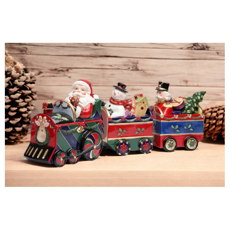 Kevins Gift Shoppe Ceramic Train Set Canisters with Santa Frosty and The Nutcracker, 2 of 4