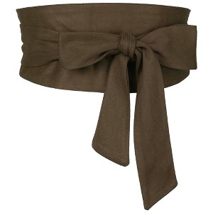 INSPIRE CHIC Women's Solid Bowknot Self Tie Wrap Wide Sash Waistband Belt 1 Pc - 1 of 4