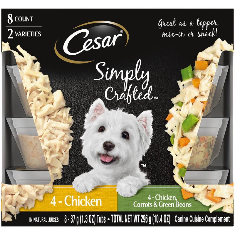 Cesar Simply Crafted Chicken &#38; Chicken, Carrot &#38; Green Bean Adult Wet Dog Food - 1.3oz, 1 of 12