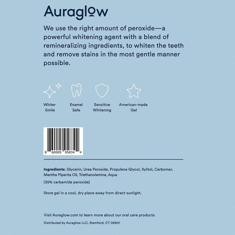 Auraglow 35% Teeth Whitening Gel Syringe Refill Pack, 35% Carbamide Peroxide, 30 Treatments, Safe for Enamel, 2 of 8