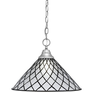 Toltec Lighting Any 1 - Light Pendant in  Brushed Nickel with 16" Diamond Ice Art Glass Shade - 1 of 1
