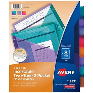 Avery Big Tab Insertable Plastic Dividers 8-Tab Two Tone Set (11983) 710147 - 1 of 4