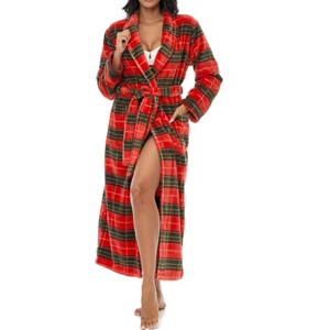 ADR Women's Long Robe, Fleece Plush Robe Woman, Cozy Regular & Plus Size Women's Bath Robe - 1 of 3