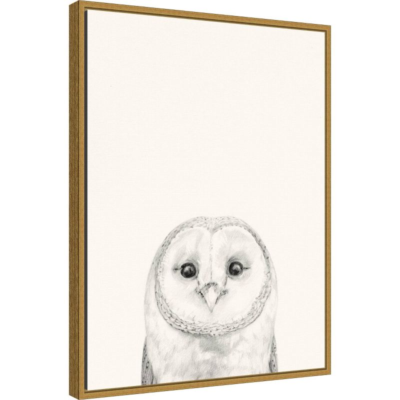 18&#34; x 24&#34; Animal Mug III Owl by Victoria Borges Framed Canvas Wall Art Gold - Amanti Art, 3 of 10