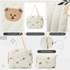 Itopfox 2-Piece Diaper Bag Set for Women, Quilted Cotton Maternity Tote with Cute Bear Design, Multifunctional and Lightweight - 3 of 4