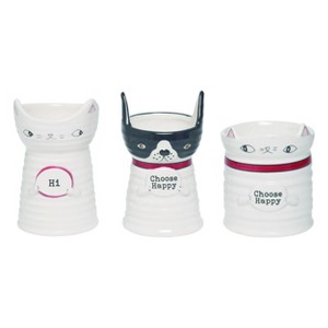 Transpac Ceramic Tiny Happy Pup/Kitty Vase Set of 3 Spring Home Decorations - 1 of 1