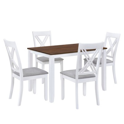 NicBex 5-Piece Dining Table Set for 4,Modern Minimalist Kitchen Table Set with 4  X-Back Side Chairs