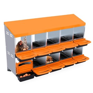 10-Hole Chicken Nesting Box - Roll-Away Egg Design, Removable Lid for Easy Cleaning Perfect for Chicken Coops & Poultry Farms, Without Legs - 1 of 4