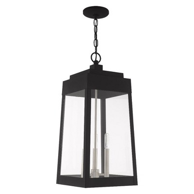 Oslo Black 3-Light Outdoor Pendant with Clear Glass