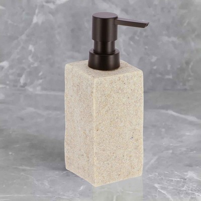 Evideco French Home Goods Modern Square Resin Soap & Lotion Dispenser - 9 fl oz, Stone Effect Design