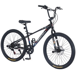 NAYSAYE Bicycles Freestyle Kids Bike Double Disc Brakes for Boys and Girls 12 Years and Older for Fun, Black, 68.8"*26.77"*47.6" - 1 of 4