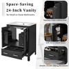 24"W Bathroom Vanity with Ceramic Sink, Bathroom Sink Cabinet with Drawer, Soft-close Door & Double-layer Door Shelf - ModernLuxe - 3 of 4