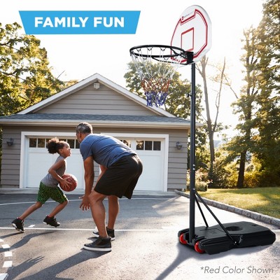 Kids Height-Adjustable Blue and Yellow Portable Basketball Hoop