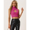 Allegra K Women's Mock Neck Cutout Pullover Sleeveless Crop Sweater Top - 3 of 4