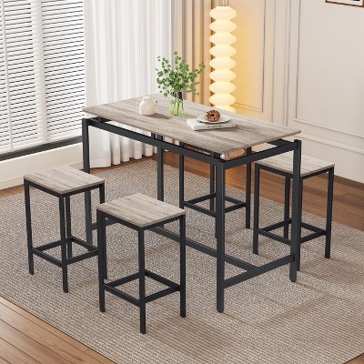 KTMBDW Dining Table Set for 4, Mid Century Modern Small Coffee Set for Dining Room Kitchen Apartment (Table + 4 Chairs)